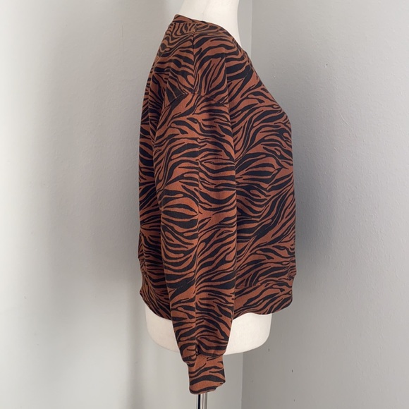 Anthropologie - Monrow Tiger Print Sweatshirt Top - S - Picture 4 of 9